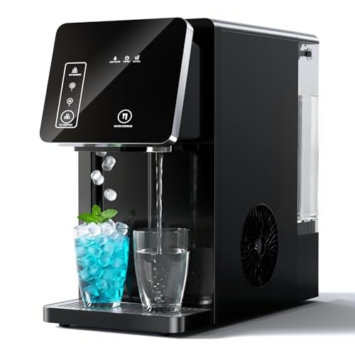 Cowsar 2-in-1 Countertop Ice Maker with Water Dispenser 9 Ice Cubes Release in 8 Mintues 26Lbs/24H Dual Sizes of Bullet Ice Machine with 3.3L Removable Water Tank for Home Kitchen Office