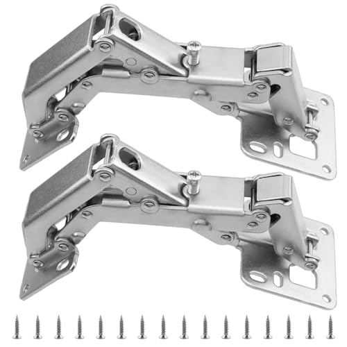 PUCSIQ 2 Bisagras Abatibles Atornillables de 170 Grados de Acero para Muebles, Herrajes para Muebles, Bisagras para Puertas con 16 Tornillos para Armario de Cocina