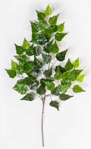 artplants.de Künstlicher Birkenzweig Henrik, 55 Blätter, grün, 65cm - Deko Zweig - grüne...