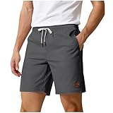 Cambkatl Men's Straight Leg Linen Beach Shorts, Lightweight Summer Elastic Waist Loose Business Casual Shorts with Pockets