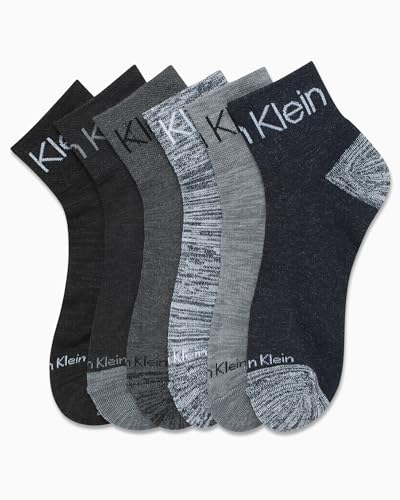 Calvin Klein Men's High Quarter Socks - 6 Pack Breathable Soft Cushioned Mini Crew Athletic Socks for Men (Shoe Size: 7-12)3
