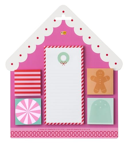 Post-it Jingle Sticky Notes, Christmas Gift Set, Assorted Sizes, 5 Holiday Themed Cute Sticky Note Pads