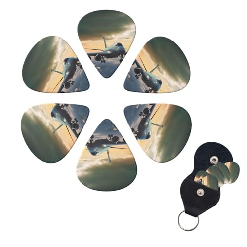 ギターピック 6個パック エレクトリックウクレレピック オーガナイザー収納ボックス付き 飛行機用ベースピック アコースティックギター用 0.71mm