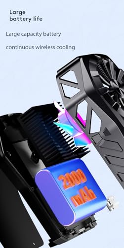 Image of BKN L-08 Mobile Phone Cooling Fan Radiator Rechargeable with 2000mAh Battery, RGB Light, Gaming Fan for Universal All Smartphone Cooler with 4-6.7 inch Screens | Gaming Live Streaming etc.