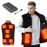 [KLIFE] 【2024秋冬モデル】電熱ベスト ヒーターベスト DC7.4V 30000mAhモバイルバッテリー付き 9個発熱区域 前後独立温度設定 3段階温度調節 DC/USB対応 70℃高温版 PSE認証済 サンゴフリース生地 極暖仕様 隠し電源ボタン 洗濯可 軽量 裏起毛 防寒着 アウトドア/通勤通学/屋外作業用 男女兼用 (2XL)