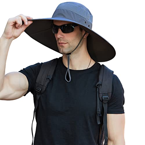 Image of Wide Brim Sun Hat for Men Women UV Protection Ventilated Summer Hats for Fishing Hiking Garden Beach