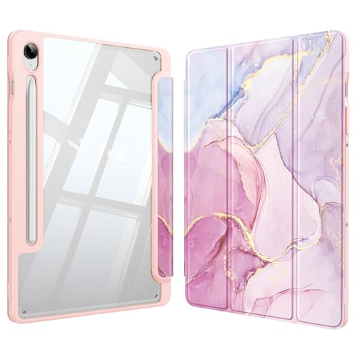 Image of Fintie Hybrid Slim Case for Samsung Galaxy Tab S9 FE 10.9 Inch /Galaxy Tab S9 11 Inch 2023 with S Pen Holder, Shockproof Cover with Clear Transparent Back Shell, Auto Wake /Sleep, Dreamy Marble