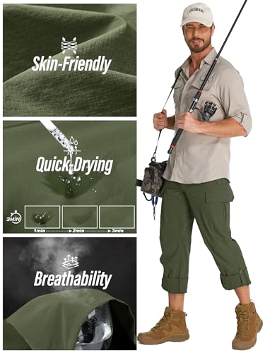 Mens Hiking Pants Convertible Lightweight Quick Dry Fishing Safari Camping Travel boy Scout Pants4