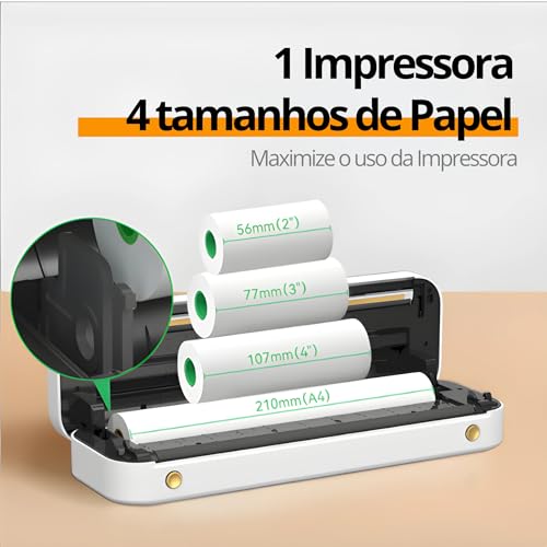 Impressora Térmica A4 Peripage Bluetooth Portátil Tatuagem Documentos sem fio USB compatível Android