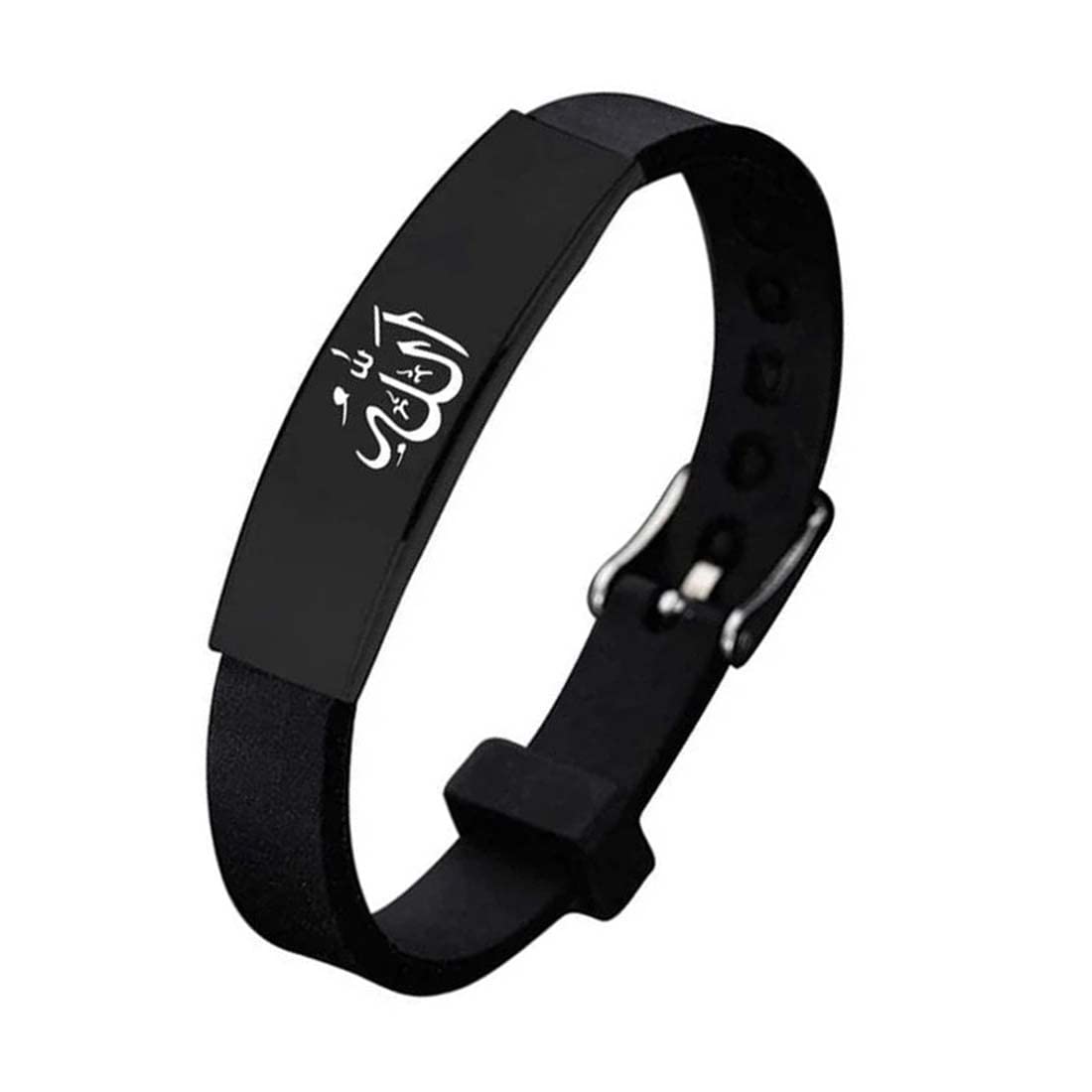 M Men StyleReligious Muslim Islam Allah Black Silicone And Stainless Steel Bracelet For Men And Women SBr202264