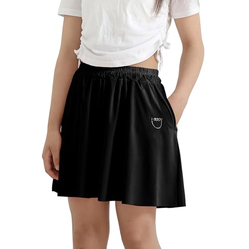 Girls Pull On Shorts Quick Dry Flowy Shorts with Pockets Elastic Athletic Skorts for Fitness Running Cheer Sports 3-16Y