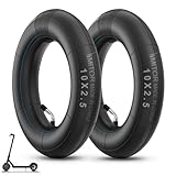 Amitor E Scooter Schlauch 10x2.50, 10 Zoll Schlauch E Scooter Haltbarem für Ninebot MAX G30D/G30/G30P/G30LP, Hohe Elastizität Butylkautschuk 60/70-6.5 Schlauch Verdickter mit Silberne Ventil 45°, 2PCS