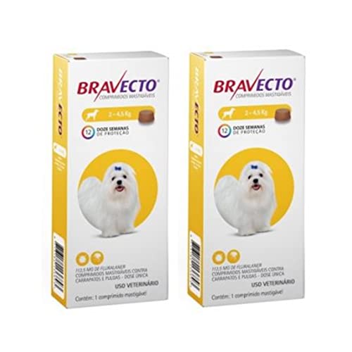 Bravecto Anti Pulgas e Carrapatos - Comprimido mastigável 112,5 mg - Para cães com 2-4,5kg - Pack co