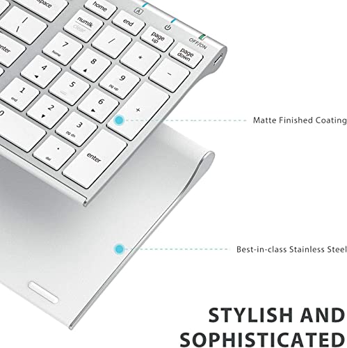 Iclever Wireless Keyboard Gka22S Rechargeable Keyboard With Number Pad, Full-Size Stainless Steel Ultra Slim Keyboard, 2.4G Stable Connection Wireless Keyboard For Imac, Mackbook, Pc, Laptop #TOP4