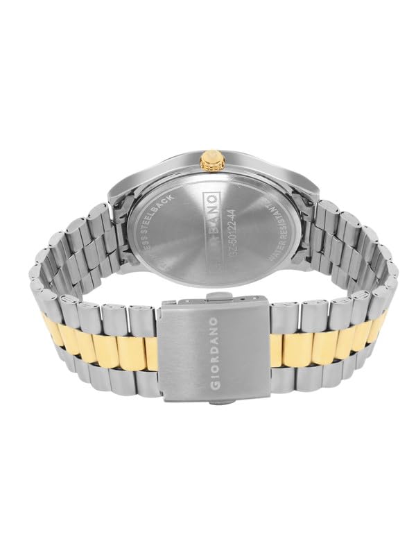 Image of Giordano Analog Watch for Men with Two-Tone Stainless Steel Strap & Textured Dial, Day-Date Display, Elegant Casual Style