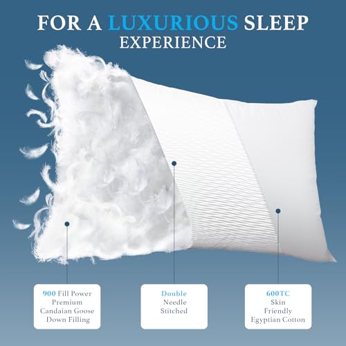 Queen Size Canadian White Goose Down Pillow of 2 Set,900 Fill Power, 20x30 by Zalmureta - Used condition - Image 3