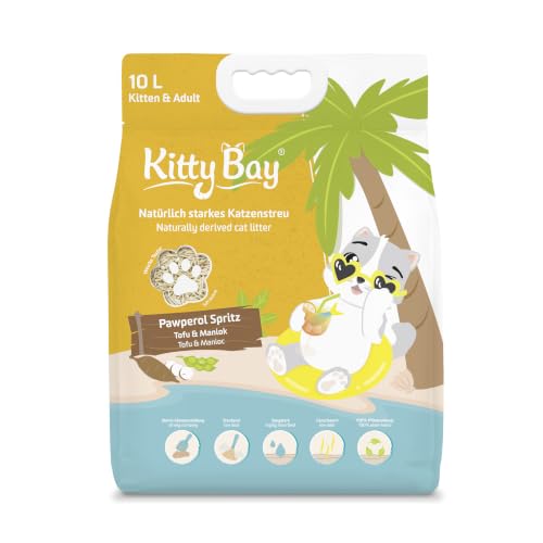 Kitty Bay – Pawperol Spritz – Arena para Gatos Eco aglomerante y sin Polvo, Tofu y Mandioca, 10 litros