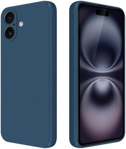 GiiYoon Silicone Case Compatible with iPhone 16 Plus, Full Body Silky Soft Touch Phone Case with Camera Protection, Shockproof Cover with Microfiber Lining, Blue