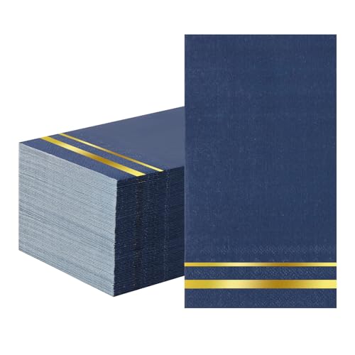 Tamone 100PCS 3-Ply Navy Blue Napkins - Premium Quality Disposable Napkins Soft and Absorbent for Wedding Party Birthday