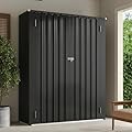 Aoxun Outdoor Storage Cabinet - 40 Cu.Ft Metal Garden Shed with 2-Tier Shelving for Patio, Garage, Porch, 55x19 Inch Compact Vertical Shed