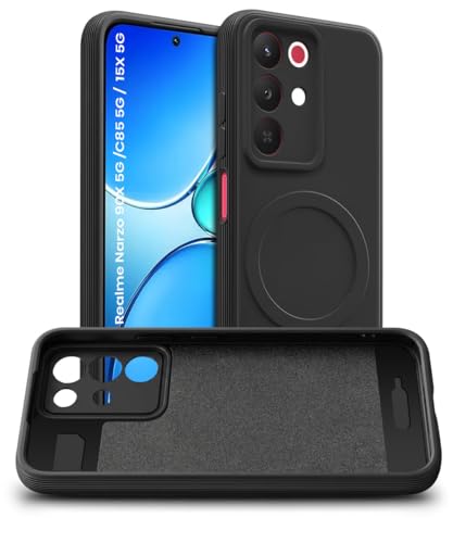 Image of WOW IMAGINE Back Case Cover for Realme Narzo 90X 5G | C85 5G | 15X 5G | Soft Matte Silicone Case| Slim Fit & Shockproof | Camera Protection Bumper Cover (Black)