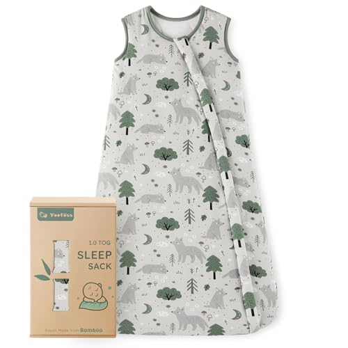 Image of Yoofoss Rayon Made from Bamboo Baby Sleep Sack 6-12 Months 1.0 Tog Baby Wearable Blanket, Super Soft Infant Toddler Sleeping Sack 2-Way Zipper