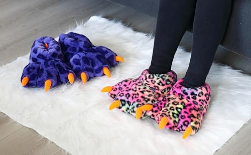 Image of Women Plush Animal Paw Slippers Funny Novelty Bear Claw Slippers Cozy Furry Warm Memory Foam Slippers Gifts for Halloween Christmas