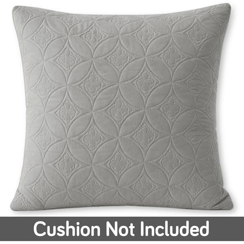Image of HOKIPO 100% Leakproof Quilted Cushion Cover for Sofa 22x22 Inches, Set of 2, Serene Grey (AR-6281-LGRY*2)