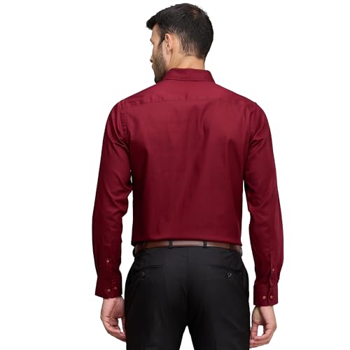 Image of Raymond Men's Slim Fit Solid Pattern Pure Cotton Full Sleeve Semi Cut Away Collar Formal Shirt