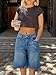 Cicy Bell Womens Summer Wide Leg Denim Shorts Casual Loose Mid Rise Jorts Bermuda Knee Length Jeans Shorts
