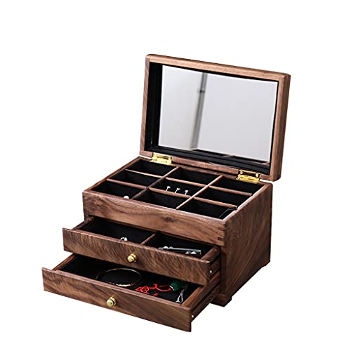 Mallette de rangement bijoux bois coffret de rangement pour montre bague et boucle d'oreille