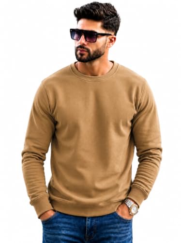 Image of Mack Jonney Men's Solid Winter Sweatshirt|Soft Fleece Fabric Full Sleeve Round Neck Sweatshirt|Stylish Casual Wear for Men-mj-281