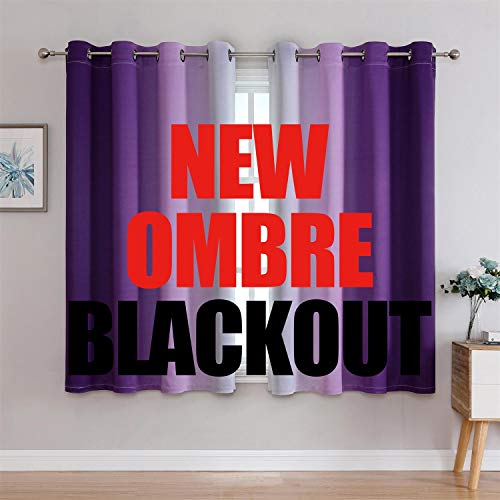Image of G2000 Blackout Curtains & Drapes for Bedroom Living Room 63 Inch Length Purple and Greyish White Room Darkening Window Treatments Ombre Thermal Insulated Light Blocking Grommet Backdrop 2 Panels Set