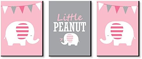 Big Dot of Happiness Pink Elephant - Baby Girl Nursery Wall Art and Kids Room Decorations - Gift Ideas - 7.5 x 10 inches - Set of 3 Prints