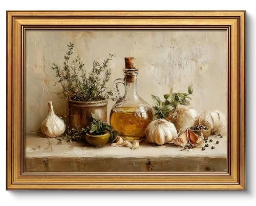 Image of NALEPS Vintage Kitchen Wall Art, Kitchen Picture Wall Decor, 12x16 In | Vintage Gold Framed Wall Art,Vintage Kitchen Print Artwork,Kitchen Painting Picture for Kitchen Dining Room Home Decoration