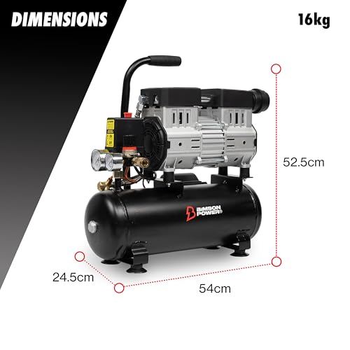 Bimson Power Air Compressor 8 Litre, Low Noise, 116 PSI, Oil Free Air Compressor, 131L/min, Portable, Lightweight, No Overheating,230V, 2 Year Warranty, Ideal for DIY, Workshop, Tradespeople 3 Bimson Power Air Compressor 8 Litre, Low Noise, 116 PSI, Oil Free Air Compressor, 131L/min, Portable, Lightweight, No Overheating,230V, 2 Year Warranty, Ideal for DIY, Workshop, Tradespeople - Image 3