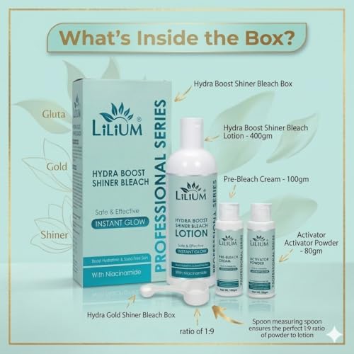 Image of Lilium Hydra Boost Shiner Bleach 580g | Safe & Effective | Improve Skin Texture & Elasticity | Boost Hydration & Spot Free Skin | Niacinamide | For All Skin Types | Salon, Spa, Home & Professional Use