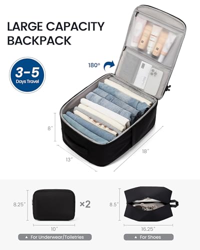 Mochila de viaje LOVEVOOK 40L con 3 cubos de embalaje negra miniatura 2