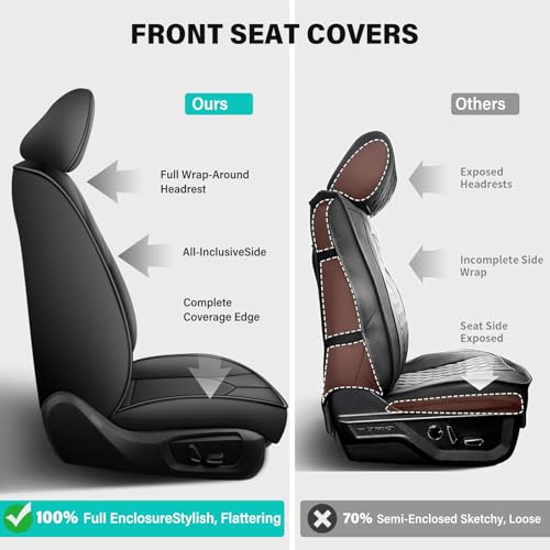 Image of AOMSAZTO Custom Fit Seat Covers for Toyota Camry 2020 2021 2022 2023 2024 (TRD) Leather Camry Seat Protector Full Set Black