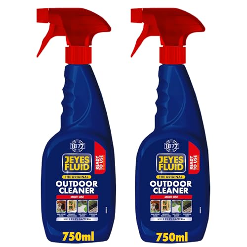 Jeyes Fluid Outdoor Cleaner Spray (2 x 750ml) – Ready to Use Disinfectant – Jeyes Fluid Spray Kills 99.9% of Bacteria – Patio Cleaner for Paths, Pet Housing or Greenhouses – Tackles Dirt & Stains