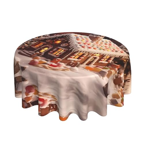 Nappe ronde de Noël imprimée village infroissable en polyester durable - 7