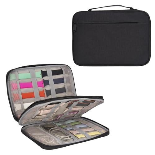 35 Slots Watch Band Storage bag Organiser With Front Pocket, Holds Up 35-40 Bands,Travel Straps Carrying Bag Compatible for Apple,Samsung Galaxy,Fitbit and All Smart Watch Bands
