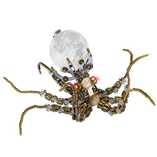 Metalowa łamigłówka 3D, mechaniczny mechaniczny zestaw do ośmiornicy w modelu z 3 kolorami lampy, układanki 3D dla dorosłych i nastolatków, ornament (2400pcs+)