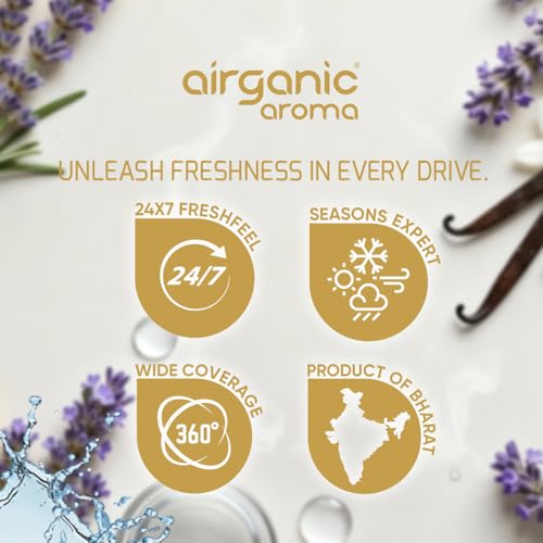 Image of Airganic Aroma Swing - Pack of 4 (40 ml) - Combo: Cool Ocean, Mexican Vanilla, Lavender & Black Oudh Car Perfume | Aroma Essential Oils in Glass Bottle with Wooden Diffuser Lid | Car Accessories 2025