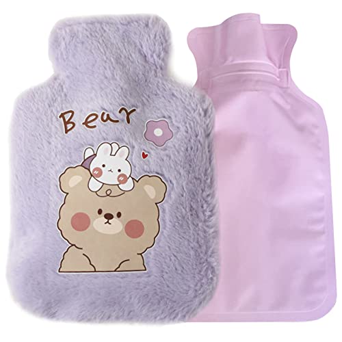 Bouillotte avec housse pour enfant - Bouillotte avec housse - Sac d'eau chaude amovible et lavable - Bouillotte avec housse en tricot - Col roulé Cover