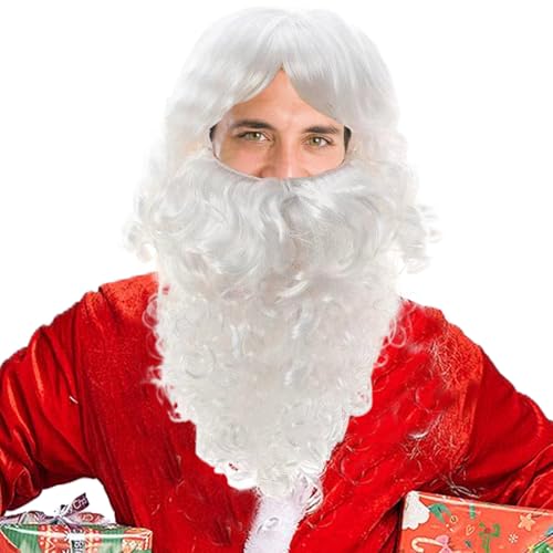 Perruque de Père Noël réutilisable pour homme avec barbe ajustable