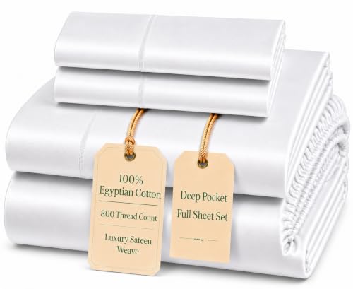 15" Deep Pocket Full Sheet Set , 800 TC Sheets Full Size Bed Set - White