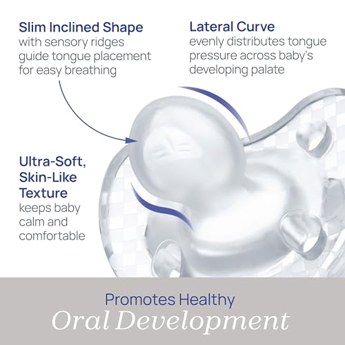Image of Chicco PhysioForma Luxe Orthodontic Pacifier for Babies 16-24 Months, One-Piece 100% Soft Silicone, Supports Breathing, Textured Shield & Handle, Sterilizing Case, BPA Free, 12-Pack, Ocean Blue