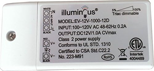 12V 12W Dimmable CV DC LED Driver Transformer ETL Approved