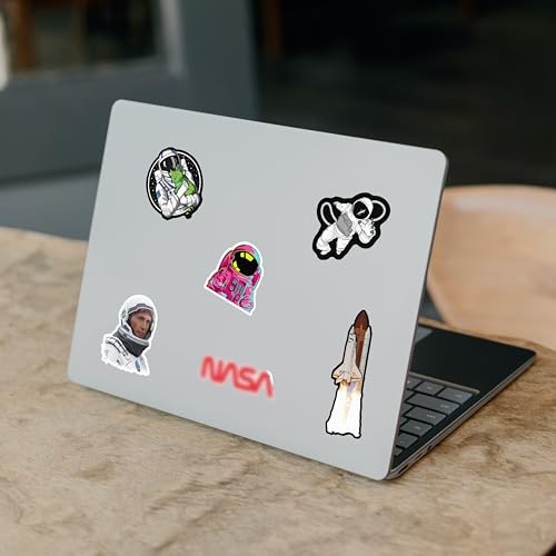 Image of CodersParadise 53-Pack Space Stickers - Waterproof Vinyl Astronaut, Rocket, Planet & Moon Decals for Laptop, Mobile, Journal, Water Bottle & Accessories - Self-Adhesive Aesthetic Sticker Set